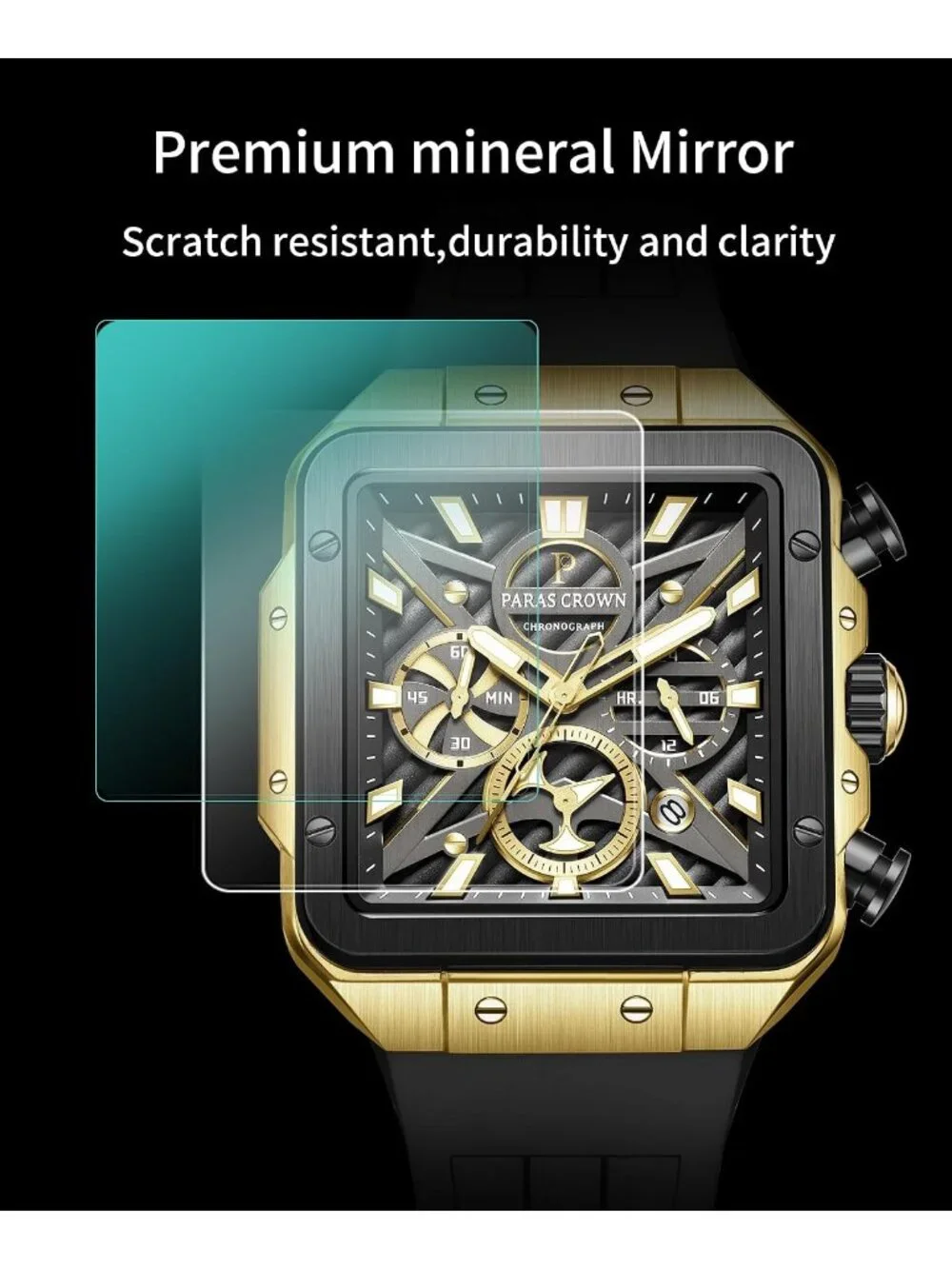 Men's Black Fashion 5ATM Waterproof Quartz Luxury Chronograph Analog Wrist Watch